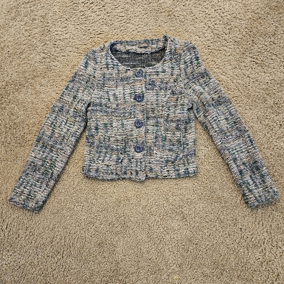LUMA Italian Chic Tweed Button-Up Wool Blend Cardigan/ Jacket, Size Small - Picture 1 of 8
